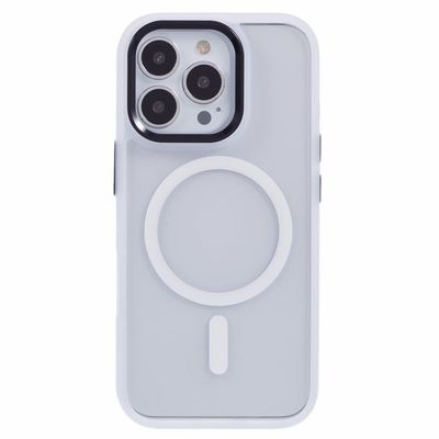 iPhone 16 Pro Max-teletui med klar bakside, støtsikkert og fleksibelt deksel som er kompatibelt med MagSafe - Hvit