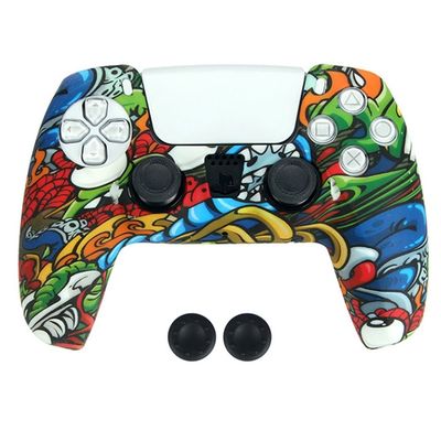 DATA FROG Sony Playstation 5 Game Controller Anti-Skid Silicone Case Gamepad Cover med 2 Rocker Caps - Mønster 12