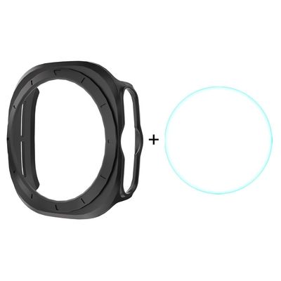 ENKAY HAT PRINCE Samsung Galaxy Watch Ultra 47mm Case Bumpresistent Smartwatch Cover med 0,2 mm 9H skærmfilm - Sort