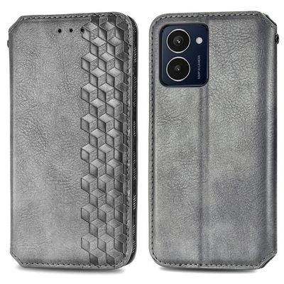 Skinn-etui med stilfult rombeavtrykk for HMD Pulse Pro - Grå