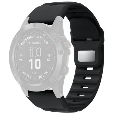 Silikonrem for Garmin Quickfit 26mm / Fenix 7X Pro / Fenix 7X Erstatningsklokkebånd - Svart