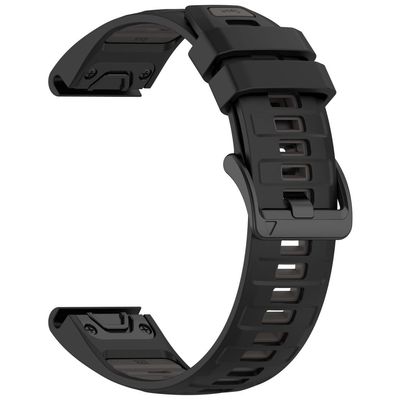 22 mm reim Garmin Fenix 8 47 mm / Fenix E 47 mm / Quatix 7 Pro Universal Silikonklokkebånd - Svart + Grå