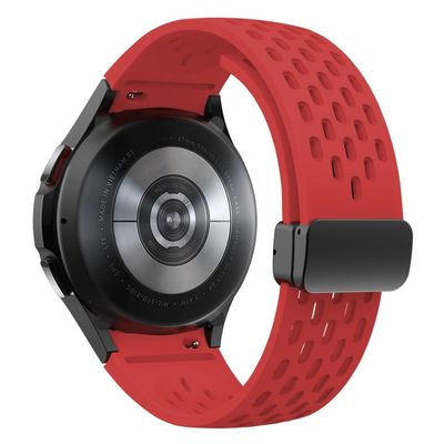 Silikone rem Samsung Galaxy Watch7 / Watch6 / Watch 5 44mm 40mm håndledsrem med sort magnetisk spænde - Rød