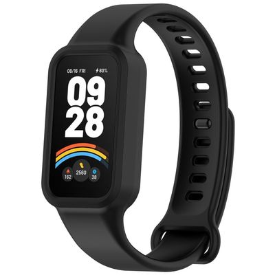 Xiaomi Smart Band 9 Active / Redmi Band 3 Watch Band Blød silikone rem med urkasse - Sort