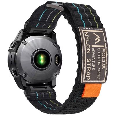 22 mm klokkerem Garmin Fenix 8 47 mm / Fenix E 47 mm / Quatix 7 Pro Magic Tape nylonrem - Svart