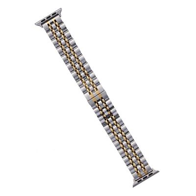 KALEBOL Armbånd i rustfritt stål Apple Watch Series 10 42 mm Butterfly Buckle Strap - Sølv + Gull