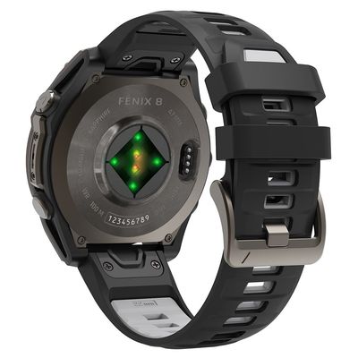 KALEBOL QuickFit 22 mm klokkerem Garmin Fenix 7 Pro / 7 / 6 Pro Dual Color Silikonarmbånd - Svart + Grå