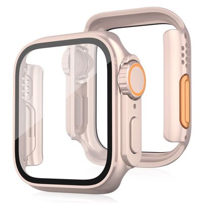 Bumpresistent Watch Case Apple Watch Series 6 5 4 SE (2022) SE (2023) SE 40mm Smartwatch Cover med hærdet glasfilm - Rødguld