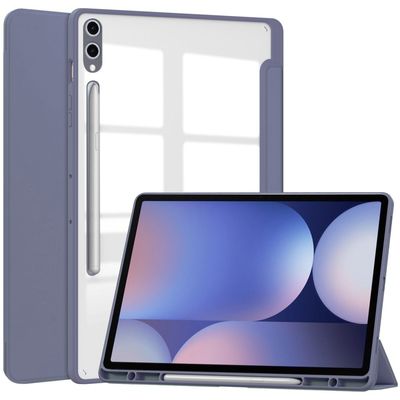Samsung Galaxy Tab S10 Plus Case Clear Acrylic Leather Tablet Cover Support Auto Sleep / Wake - Purple