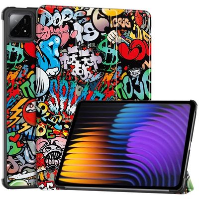Xiaomi Pad 7 Case Pattern Print Leather Stand Tablet Cover - Graffiti