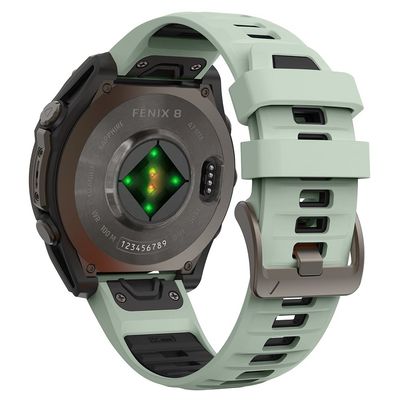 KALEBOL QuickFit 22 mm klokkerem Garmin Fenix 7 Pro / 7 / 6 Pro Dual Color Silikonarmbånd - Mintgrønn + Svart