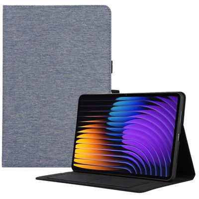 Xiaomi Pad 7 / Pad 7 Pro Leather Case Card Holder Cloth Texture Tablet Stand Cover - Blue