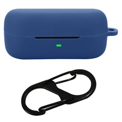 Sony WF-C510 Bluetooth Earphones Case Soft Silicone Cover with Anti-Lost Buckle - Dark Blue