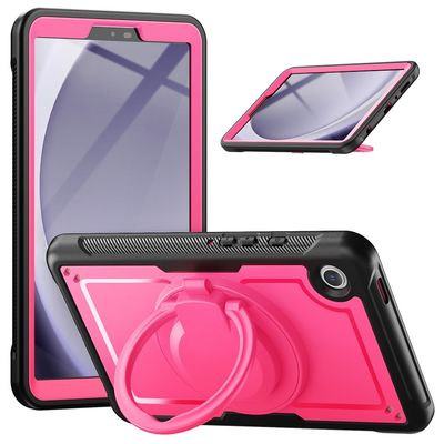 Samsung Galaxy Tab A9 (SM-X110 / X115 / X117) Case Rotating Kickstand Bump Resistant and Flexible Shockproof Tablet Cover - Rose
