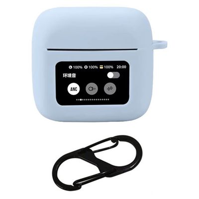 JBL Tour Pro 3 Bluetooth Earphones Case Soft Silicone Cover with Anti-Lost Buckle - Sky Blue