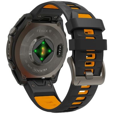 KALEBOL 26mm Dual Color Watch Strap Garmin Fenix 7X Pro / 7X / 6X Pro / 6X Silicone Wrist Band - Black+Orange