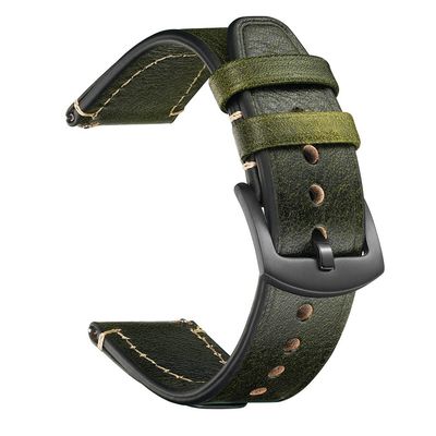 20mm rem Samsung Galaxy Watch7 / FE 40mm / Garmin Forerunner 165 / Huami Amazfit Bip 3 Ægte okselæder urrem - Grøn