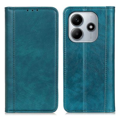 Ekte lærdeksel med magnetisk lukking for Xiaomi Redmi Note 14 5G - Grønn