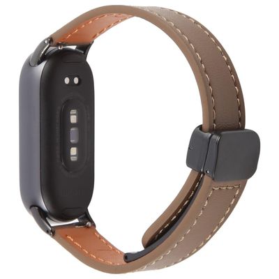 Xiaomi Smart Band 9 / 8 Foldbar magnetisk sort spænde mikrofiber læder urrem - Brun