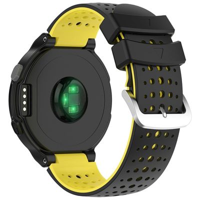 Garmin Forerunner 220 Silicone Watch Band Replacement Wrist Strap med runde huller - Sort + Gul