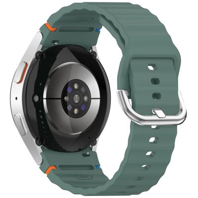 Silicone Strap Samsung Galaxy Watch7 / 6 / 5 Pro / 5 Watch Band Wave Design with Silver Metal Buckle - Starlight