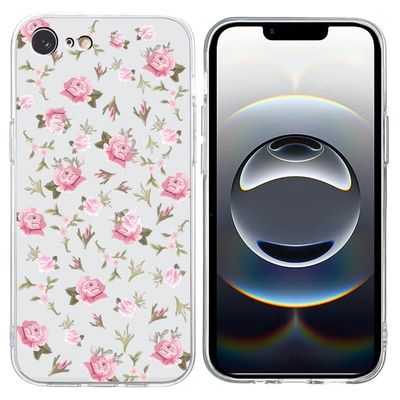 iPhone 16e-etui Mykt, fleksibelt bakdeksel med mønsterutskrift - Rosa Blomst