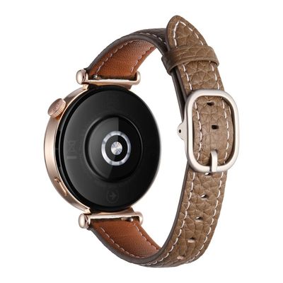 18mm urrem Huawei Watch GT 5 Pro 42mm / GT 5 41mm / GT 4 41mm / Garmin Venu 3S , Smartwatch-rem i ægte okselæder - Solbrun