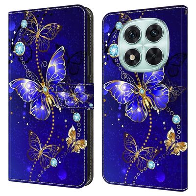 Xiaomi Redmi Note 14 Pro 5G Etui 3D-mønster Vegansk lær lommebok telefondeksel med stativ - Diamant Sommerfugl