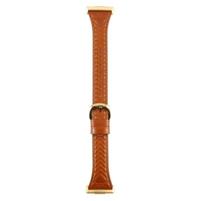Huawei Watch Fit Heart Pattern Embossed Watch Band Okseskind Leather Strap - Brun