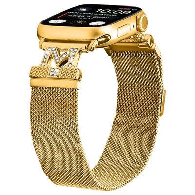 M-Type Milanese Bands Apple Watch Series 10 9 8 7 SE 6 5 4 3 2 1 41mm 40mm 38mm rustfrit stål metalrem - Guld