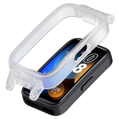 12MM Smartwatch Case Huawei Band 10 NFC / 10 / 9 NFC / 9 / 8 NFC / 8 Letvægts stødsikker beskyttelsesramme - Gennemsigtig Hvid
