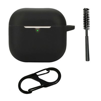 AirPods 4 silikonikotelo Bluetooth-yhteensopivat kuulokkeet Suojakotelo kadonneen kiinnikkeen ja puhdistusharjan kanssa - Musta