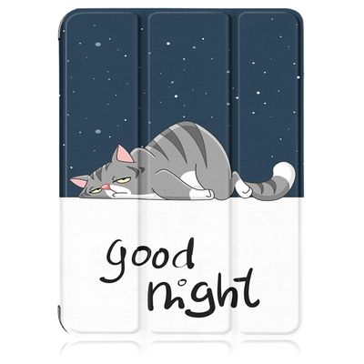 Mønstertryk Indbygget penneholder Premium Tri-Fold Stand Slim Auto Wake / Sleep Vegansk Læder Smart Case Cover med Apple iPad mini 6 (2021) - Kat