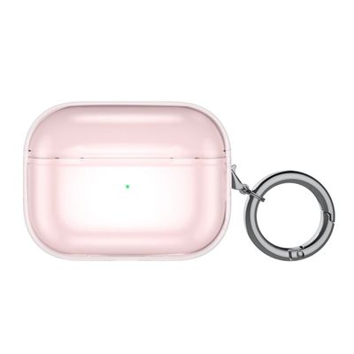 AirPods Pro 2 etui i ren farve med spænde - Gennemsigtig Pink