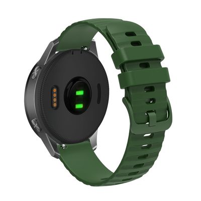 18 mm silikoneurrem i bølgekornstil til Garmin-ur - Militærgrøn