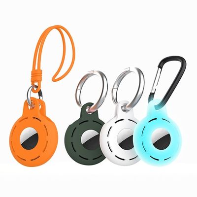4 stk. AirTags-beskyttelsescover med strop og karabinhage - Orange / Midnatsblå / Hvid / Lysende Blå