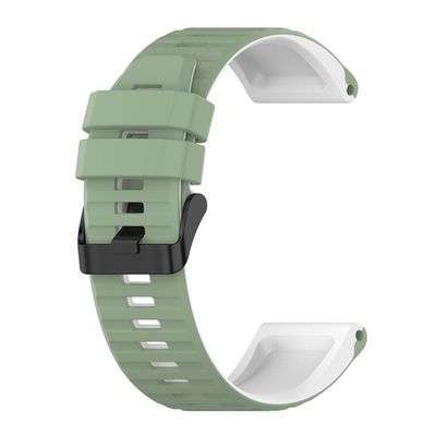22 mm dobbeltfarvet silikoneurrem til Garmin-ur - Fyrrenålegrøn / Hvid