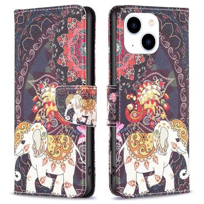 Wonderland iPhone 14 flip-etui - Blomst Og Elefant