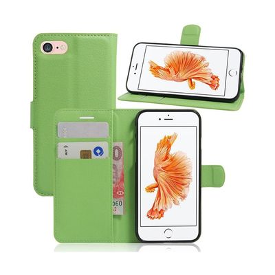 Laudrup iPhone 7 / 8 Lommeboketui med litchi tekstur - Grønn
