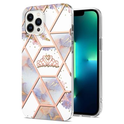Marble Mønstret Deksel med Ring Holder til iPhone 14 Pro Max - Krone