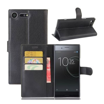 Sony Xperia XZ Premium Læder etui i litchi skind - Sort