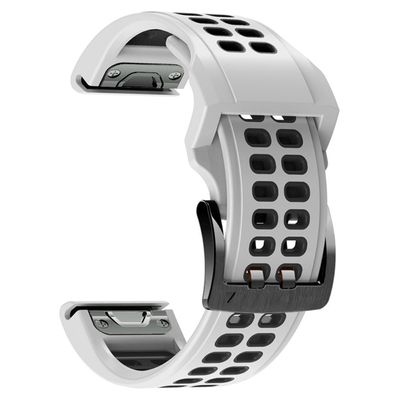 Garmin Fenix 7 / 6 / 5 klokkerem i silikon - Hvit / Svart