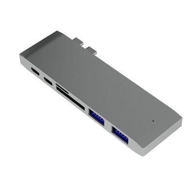 Universal 6 i 1 USB type C multi port adapter - grå