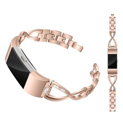 Fitbit Charge 2 urrem med diamantdekor - Rødguld