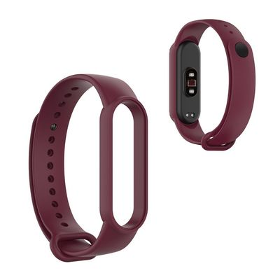 Xiaomi Mi Smart Band 6 / 5 kiiltävä silikoninen kellonauha - Viininpunainen