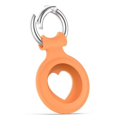 AirTags hjärtdesignat silikonskydd med fjäderspänne - Orange