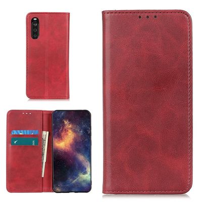 Wallet-style ægte Læder Flipcase til Sony Xperia 10 III - Rød