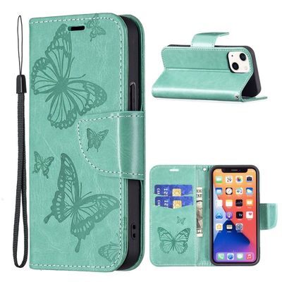Butterfly iPhone 13 Læderetui - Grøn