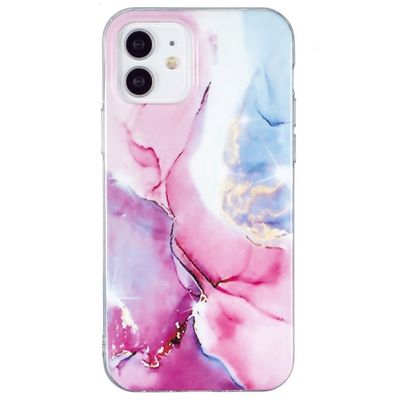 Marble iPhone 12 / 12 Pro Etui - Rosa / Blå