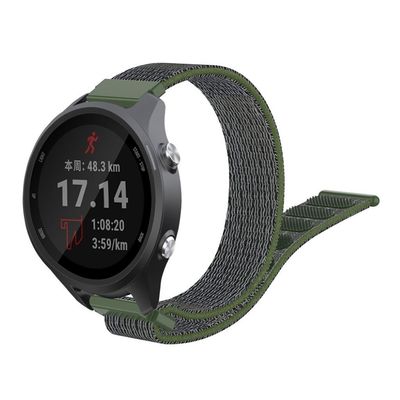 Garmin Forerunner 245 nylon borrelås watch band - Grå / Army Grønn